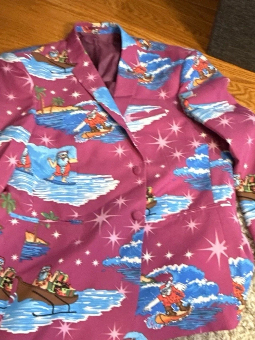 Men's Christmas Magenta Printed Suit 4 pc set- Bold Statement Set 48R or 4XL